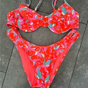 Blackbough Red and Pink “Spicy Peppers” Floral Bikini set